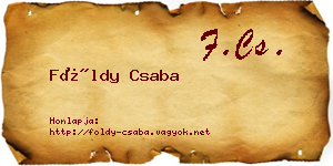 Földy Csaba névjegykártya